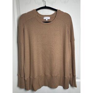 Michael Stars Womens Ribbed Camel Tan Sweater Sz Small  Chic Cozy Timeless